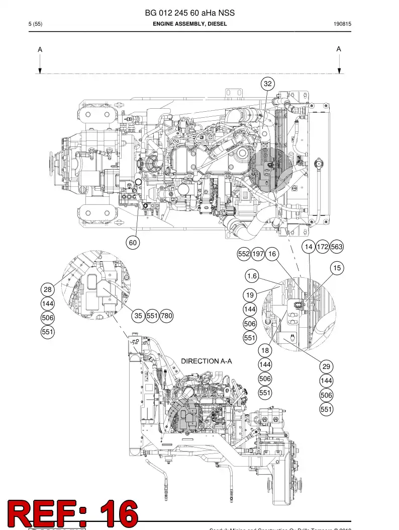 55202384b 552 023 84b Shaft, Rotating - Sandvik Technical Drawing