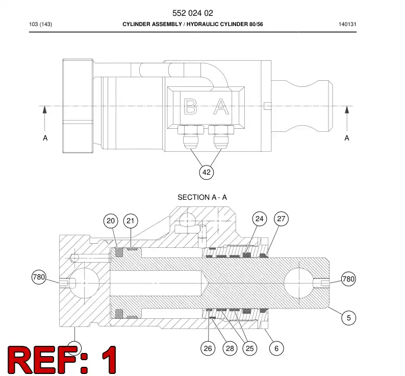 55202404 552 024 04 Tube, Cylinder - Sandvik Technical Drawing