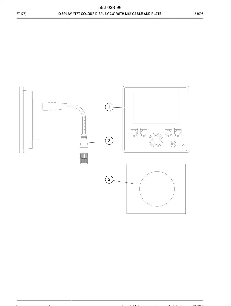55202413a 552 024 13a CABLE, TOMADA COM FIOS - Sandvik Technical Drawing