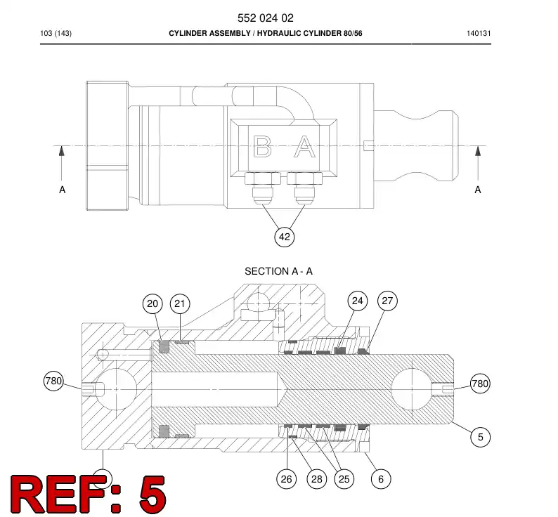 55202451a 552 024 51a PISTON - Sandvik Technical Drawing