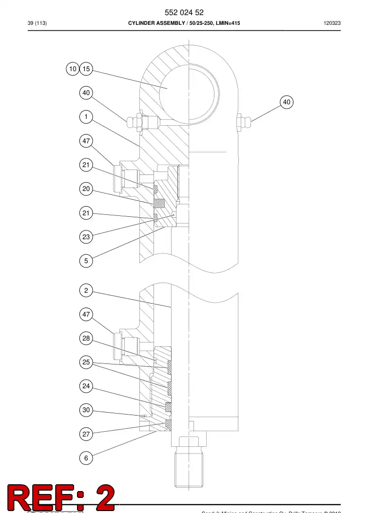 55202456 552 024 56 PISTON rod - Sandvik Technical Drawing