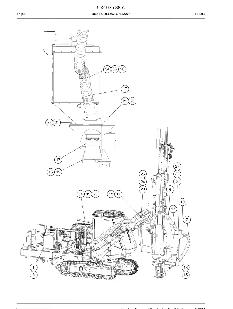 55202588 552 025 88 DUST COLLECTOR ASSY - Sandvik Technical Drawing