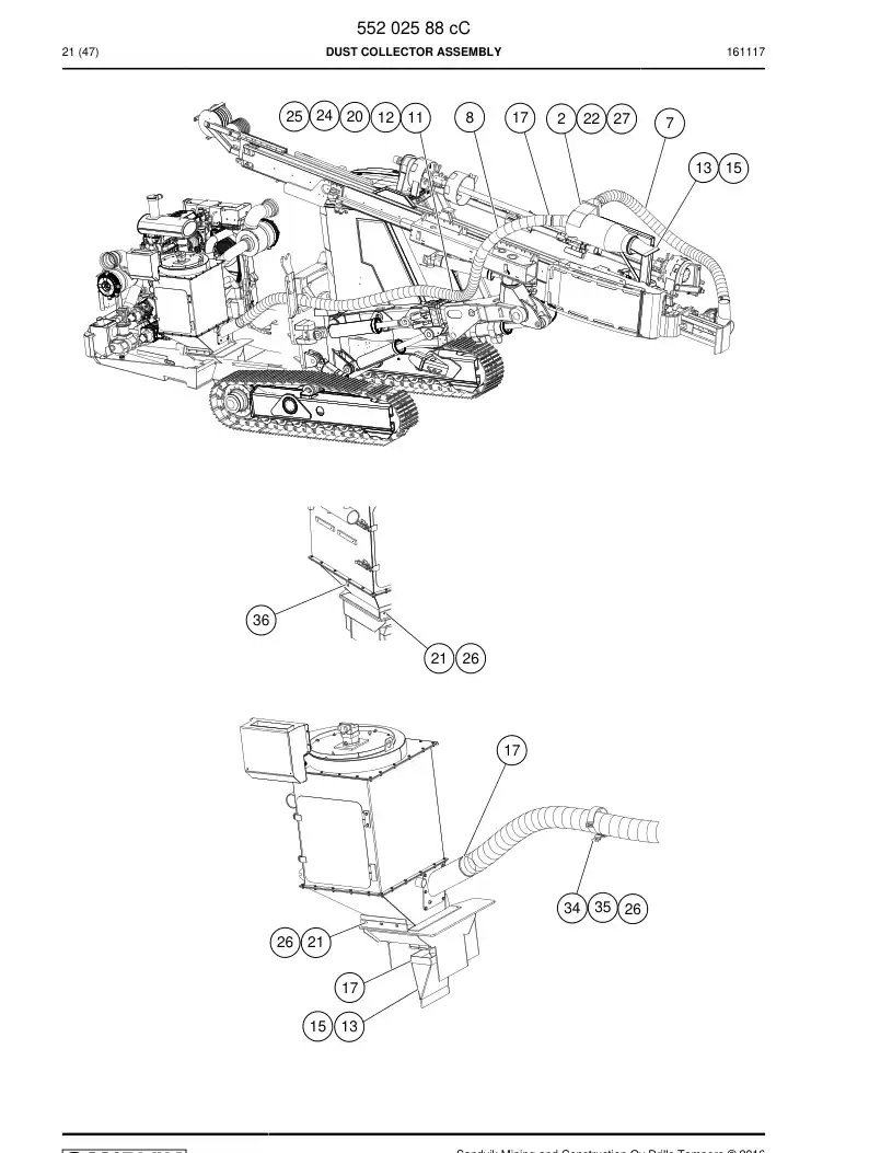 55202588d 552 025 88d Dust Collector Assembly - Sandvik Technical Drawing