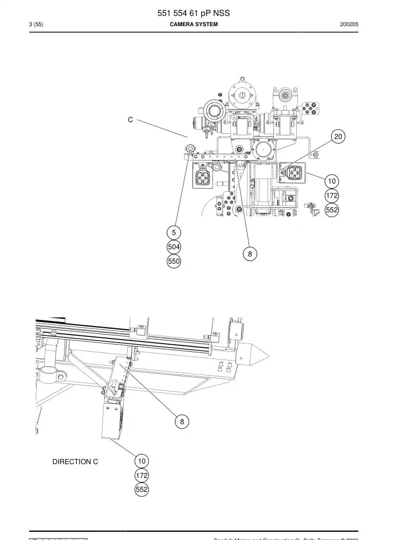 55202607 552 026 07 Cable, Pre-Wired Plug - Sandvik Technical Drawing