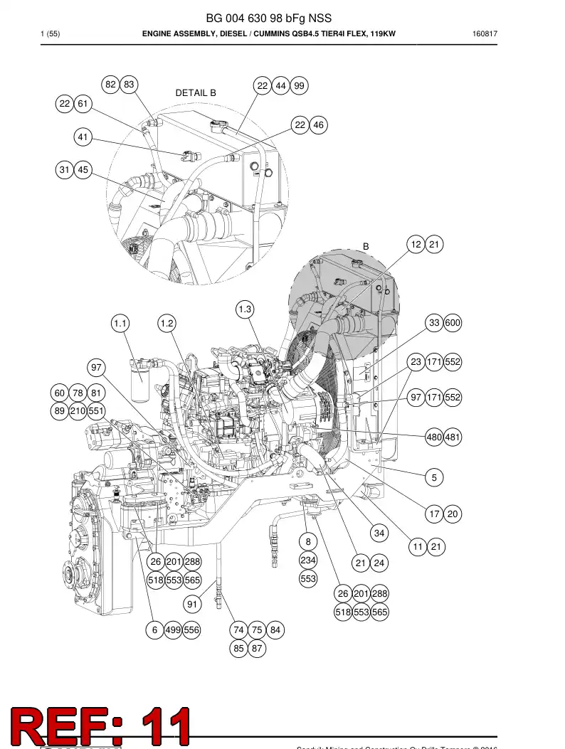 55202718b 552 027 18b Hose, Water - Sandvik Technical Drawing