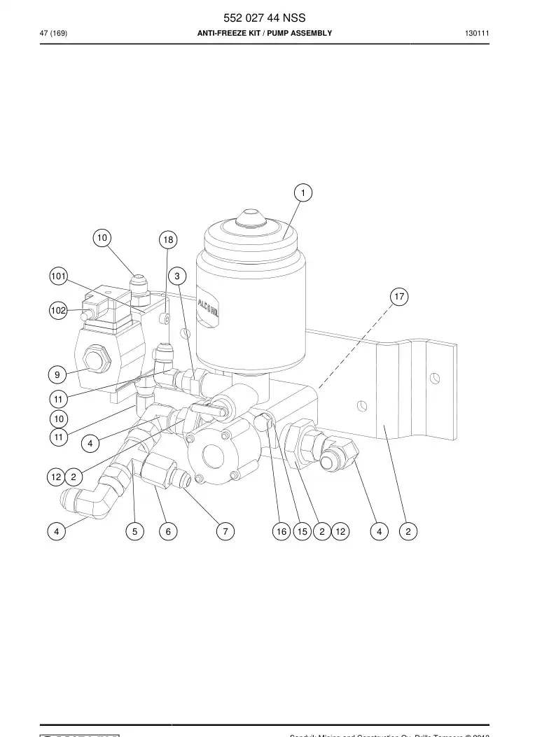 55202744 552 027 44 Anti-Freeze Kit - Sandvik Technical Drawing