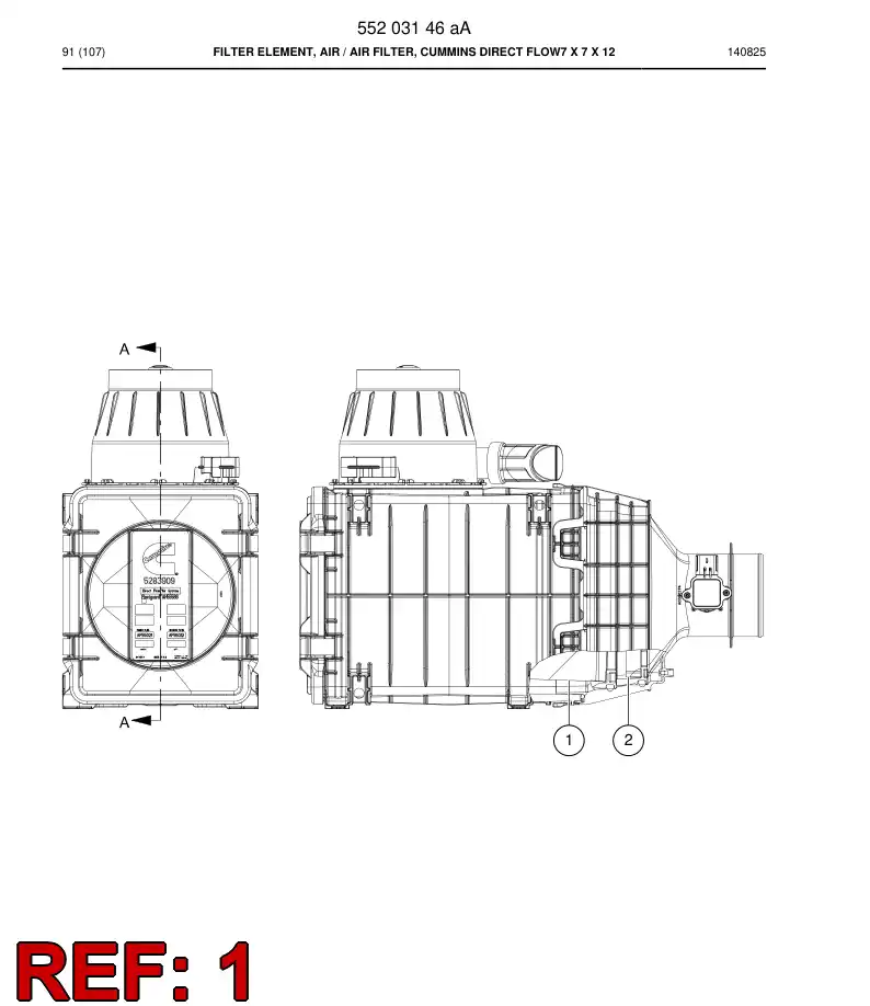 55203147a 552 031 47a Element, Filter - Sandvik Technical Drawing