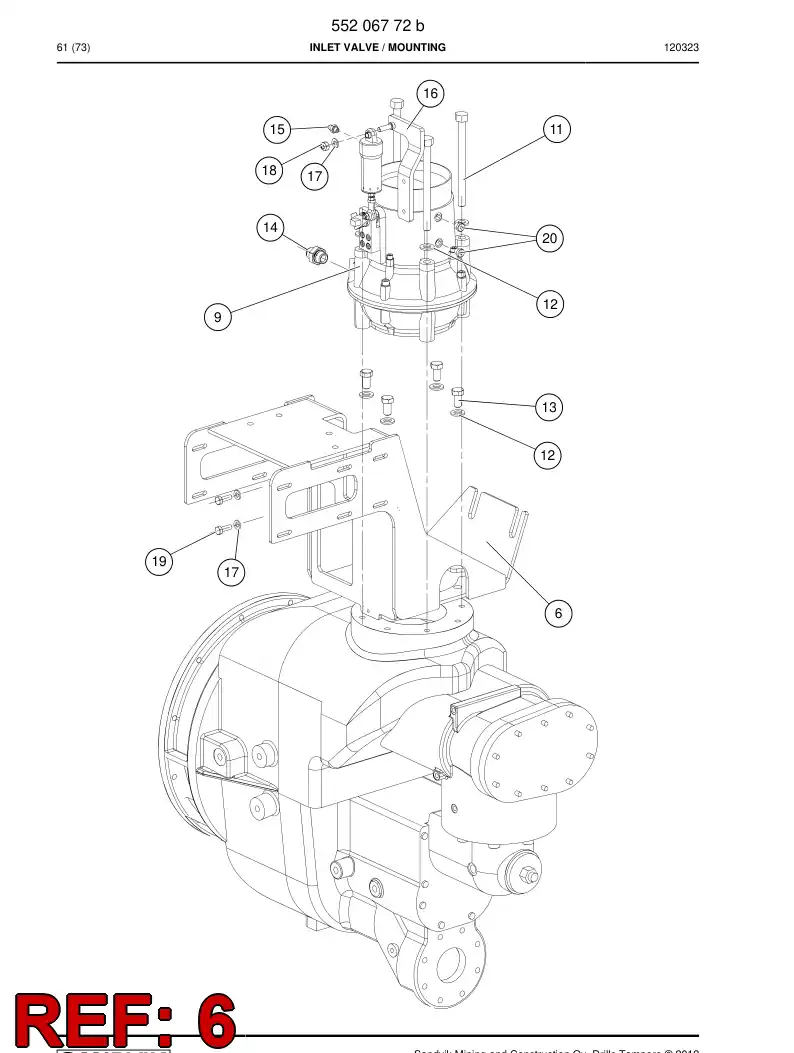55203160b 552 031 60b Bracket - Sandvik Technical Drawing