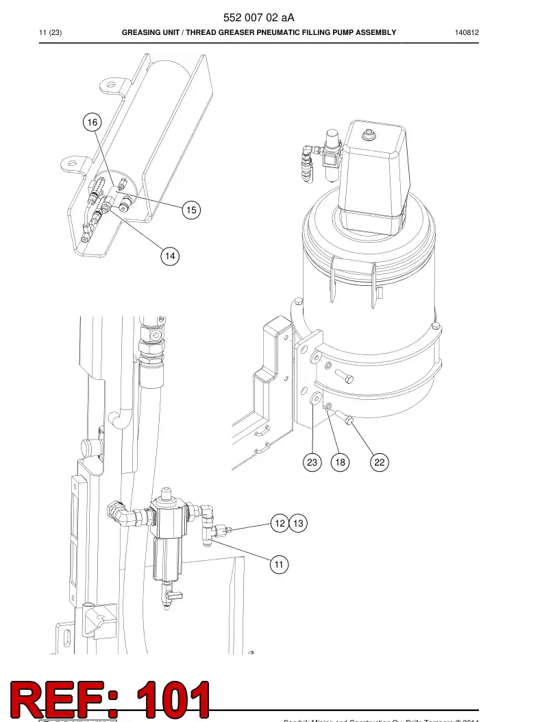 55203217c 552 032 17c Hosing Set - Sandvik Technical Drawing