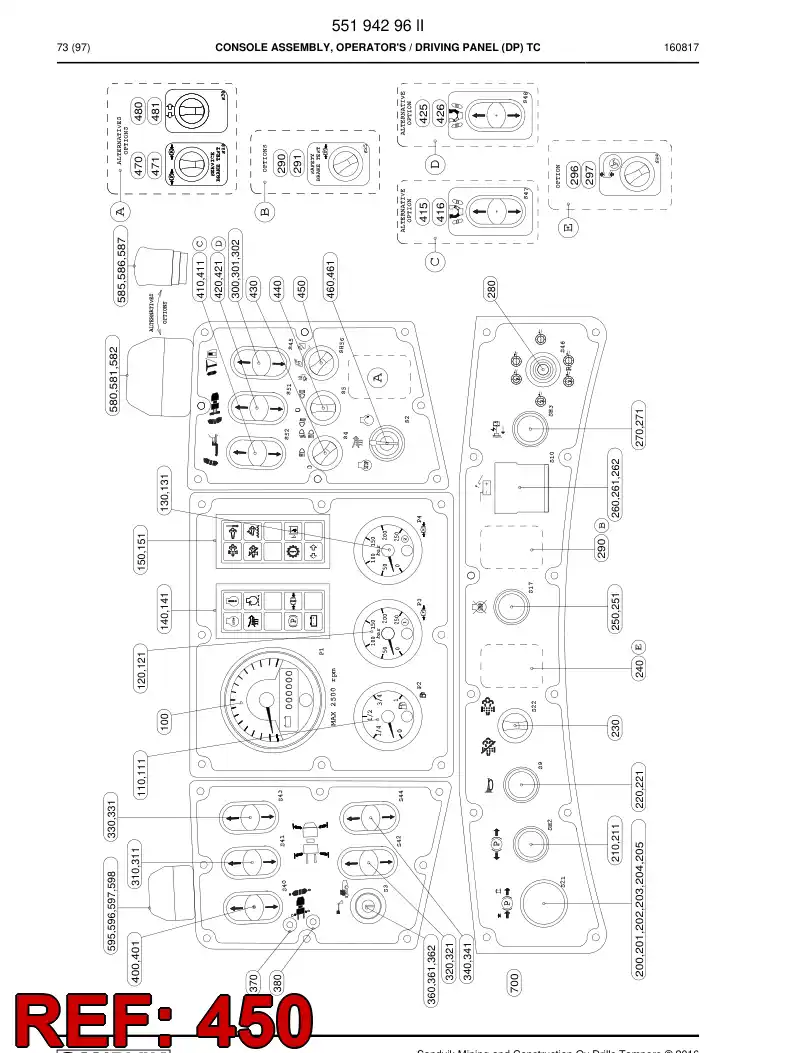 55203225 552 032 25 Switch, Selector - Sandvik Technical Drawing