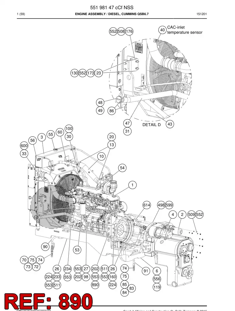 55203463c 552 034 63c Wiring Harness Assembly - Sandvik Technical Drawing
