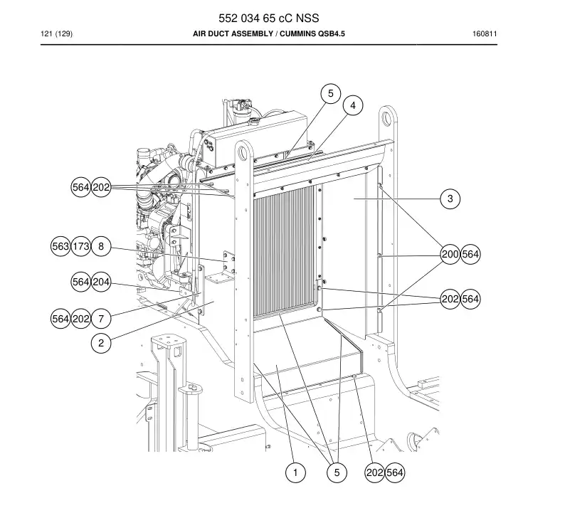 55203465c 552 034 65c Air Duct Assembly - Sandvik Technical Drawing