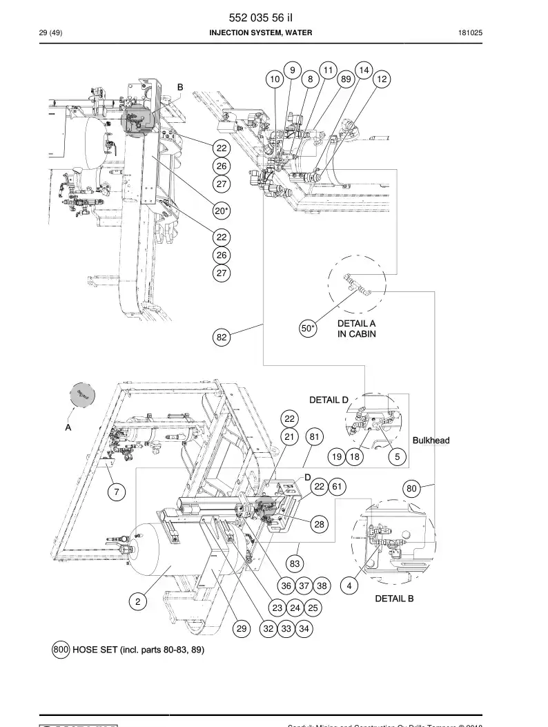 55203556i 552 035 56i Injection System, Water - Sandvik Technical Drawing