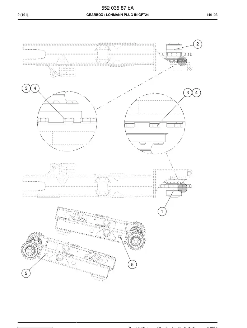 55203587b 552 035 87b Gearbox - Sandvik Technical Drawing