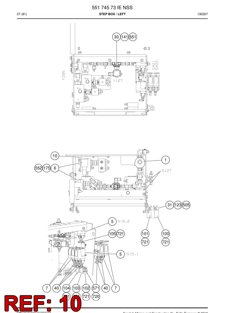 55203643a 552 036 43a Bracket - Sandvik Technical Drawing