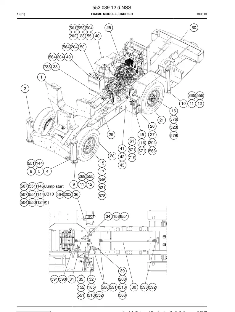 55203912d 552 039 12d Frame Module, Carrier - Sandvik Technical Drawing