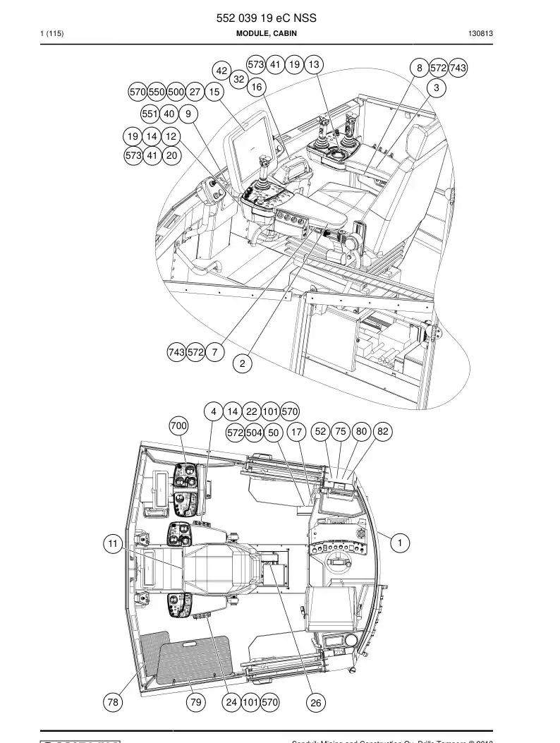 55203919e 552 039 19e Module, Cabin - Sandvik Technical Drawing
