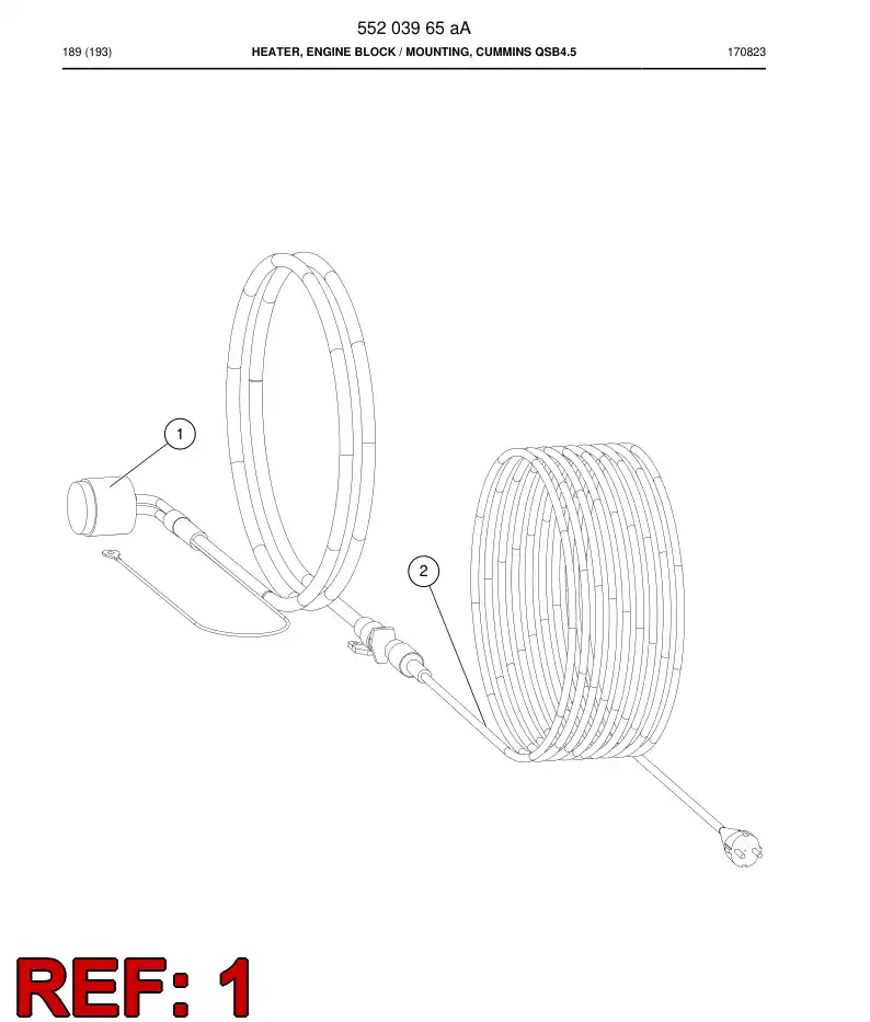 55203963a 552 039 63a Heater, Engine Block - Sandvik Technical Drawing