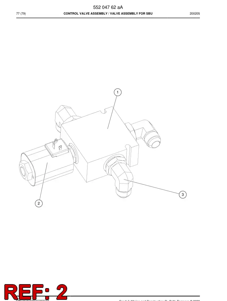 55203997 552 039 97 Valve, Directional - Sandvik Technical Drawing