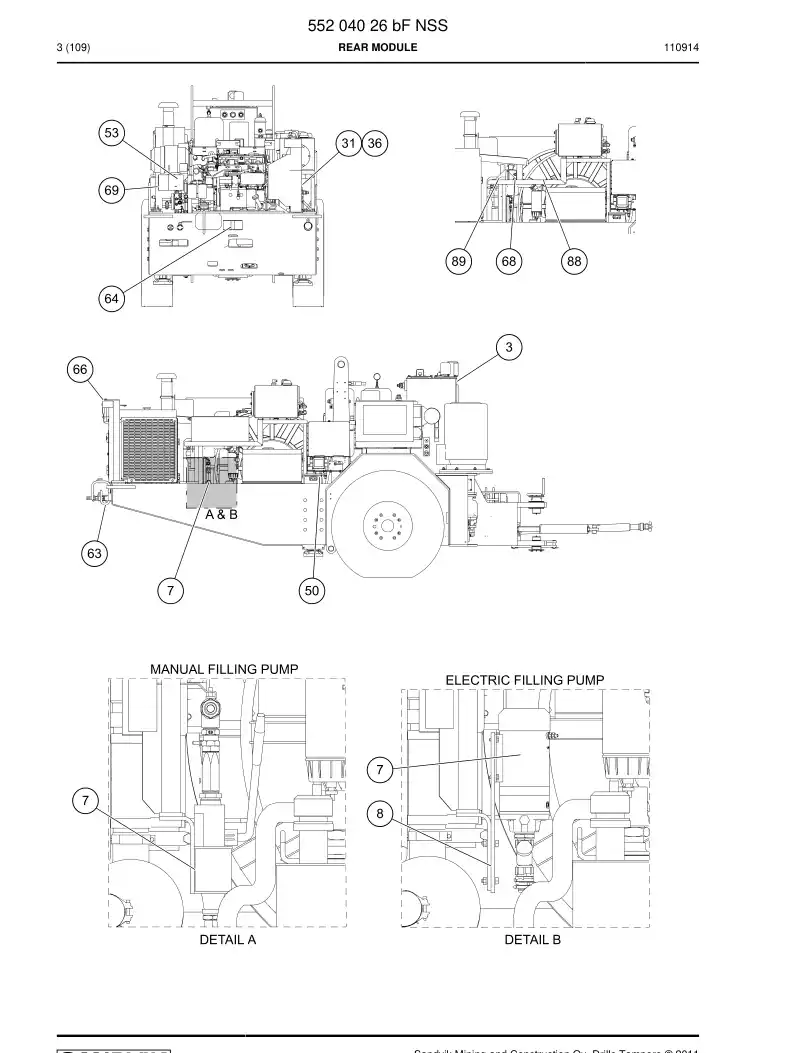 55204026b 552 040 26b Rear module - Sandvik Technical Drawing