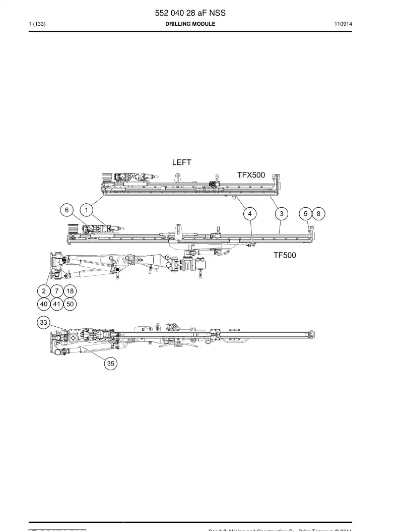 55204028a 552 040 28a Drilling module - Sandvik Technical Drawing