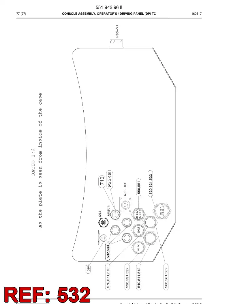 55204041a 552 040 41a Wiring Harness Assembly - Sandvik Technical Drawing