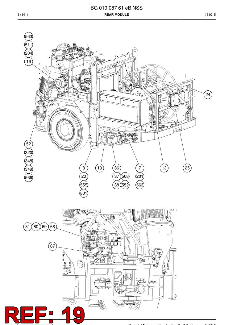 55204044 552 040 44 Battery - Sandvik Technical Drawing