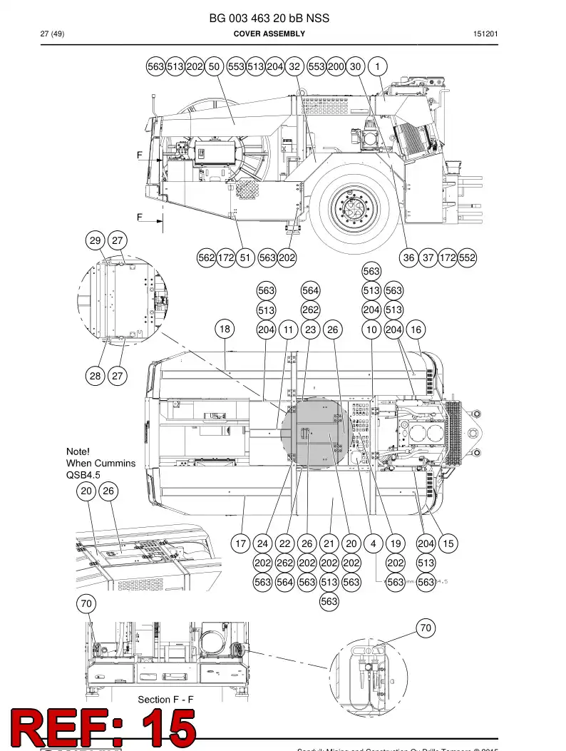 55204115b 552 041 15b Plate, Cover - Sandvik Technical Drawing