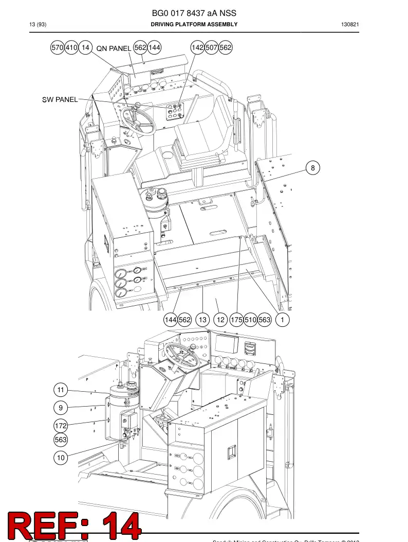 55204161 552 041 61 Plate, Mounting - Sandvik Technical Drawing