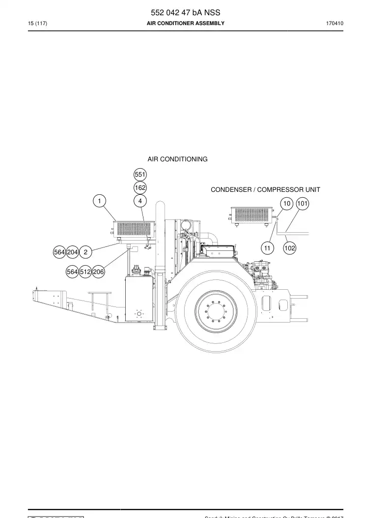 55204247b 552 042 47b Air Conditioner Assembly - Sandvik Technical Drawing