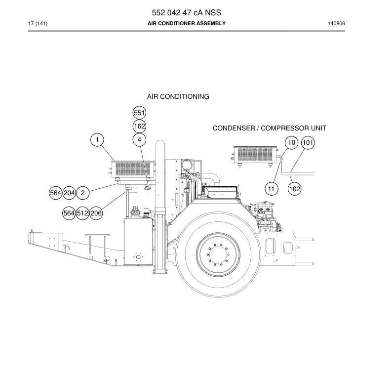 55204247c 552 042 47c Air Conditioner Assembly - Sandvik Technical Drawing
