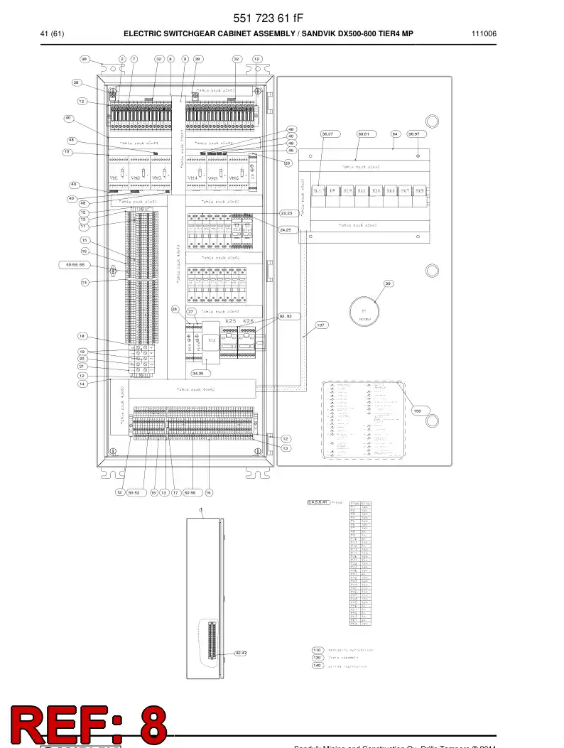 55204286 552 042 86 Rack, Cable - Sandvik Technical Drawing