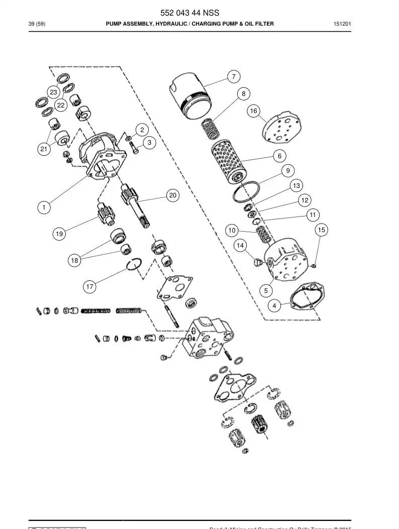 55204344 552 043 44 Pump Assembly, Hydraulic - Sandvik Technical Drawing