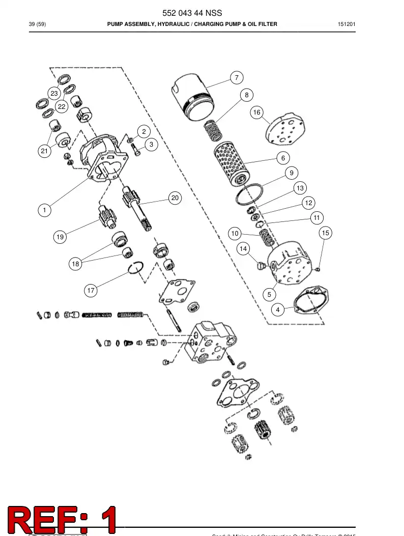 55204345 552 043 45 Pump, Charging - Sandvik Technical Drawing