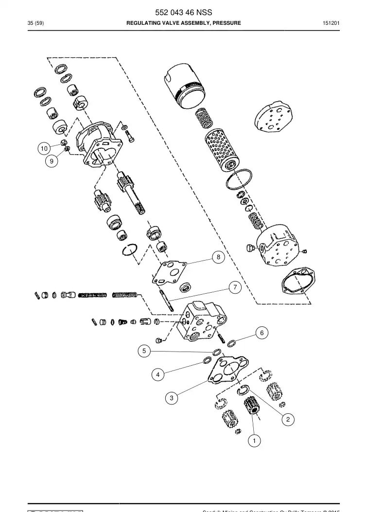 55204346 552 043 46 Regulating Valve Assembly, Pressure - Sandvik Technical Drawing