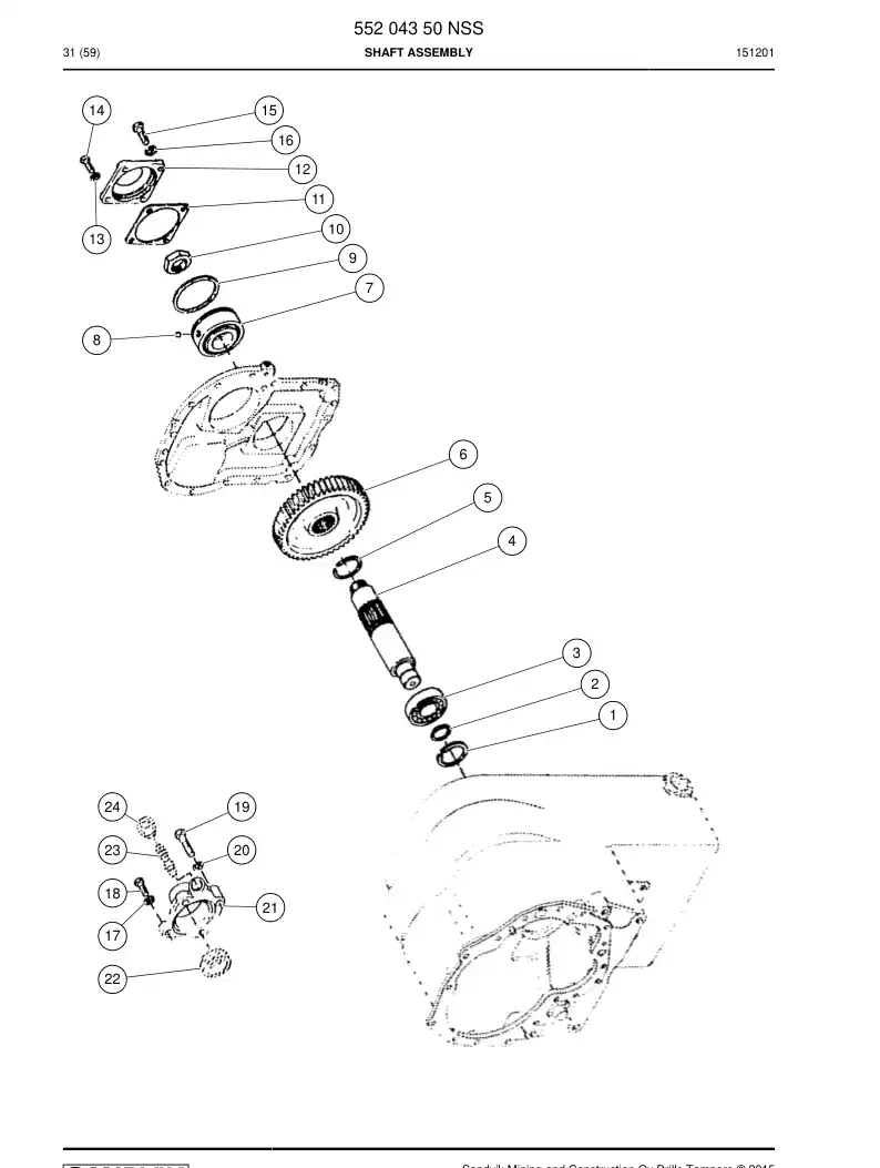 55204350 552 043 50 Shaft Assembly - Sandvik Technical Drawing