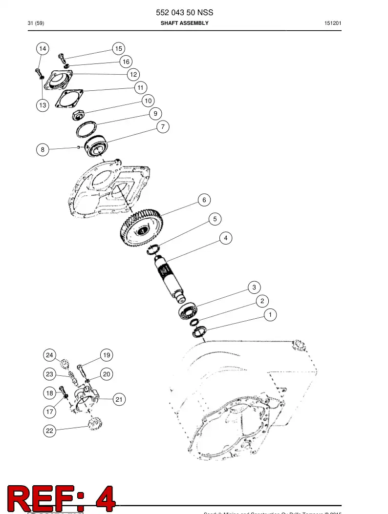 55204358 552 043 58 Shaft - Sandvik Technical Drawing