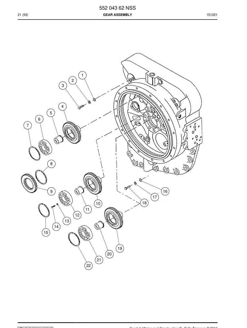 55204362 552 043 62 Gear Assembly - Sandvik Technical Drawing