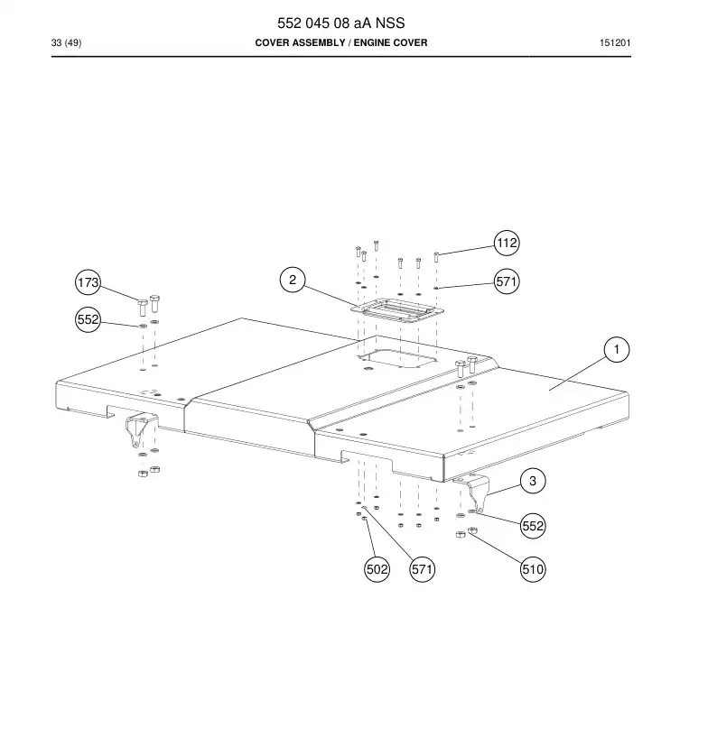 55204508a 552 045 08a Cover Assembly - Sandvik Technical Drawing