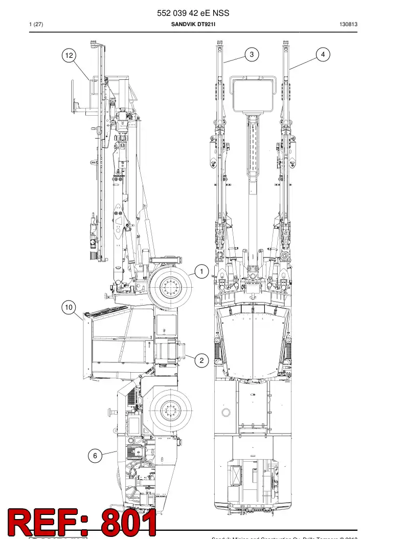 55204601c 552 046 01c Hosing Set - Sandvik Technical Drawing