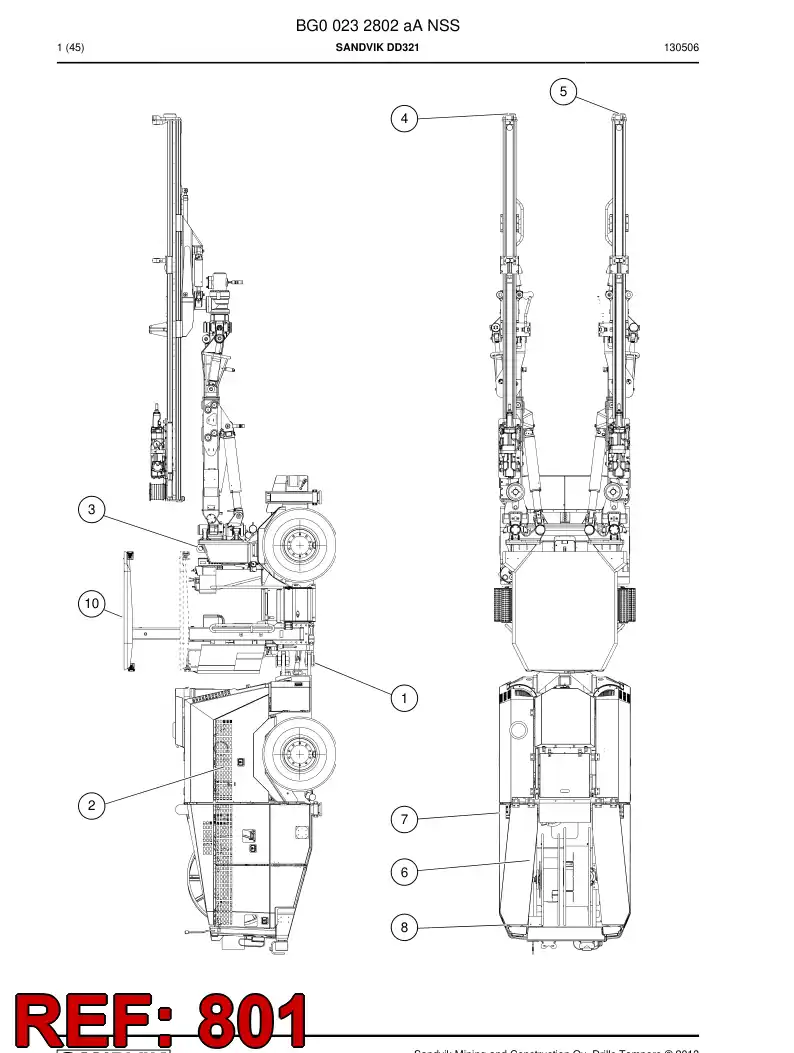 55204688k 552 046 88k Hosing Set - Sandvik Technical Drawing