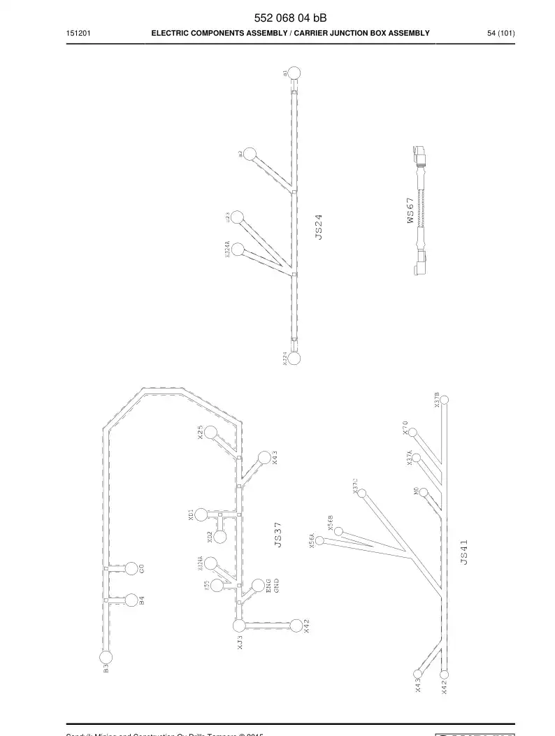 55204697a 552 046 97a Wiring Harness Assembly - Sandvik Technical Drawing