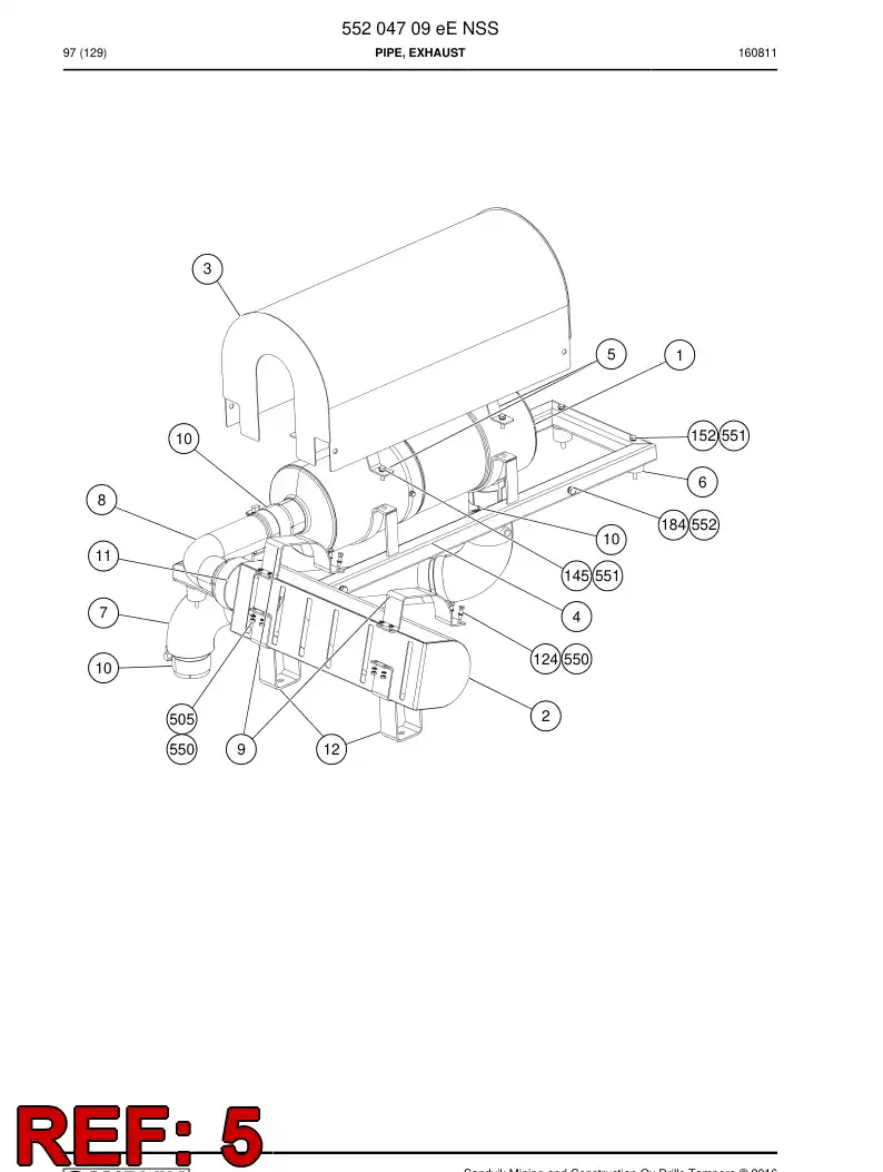 55204761 552 047 61 Strap, Metal - Sandvik Technical Drawing