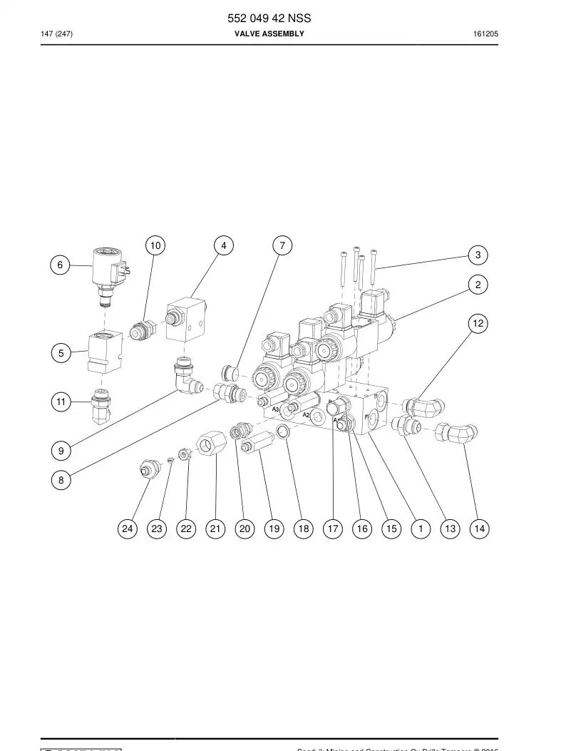 55204942 552 049 42 Valve Assembly - Sandvik Technical Drawing