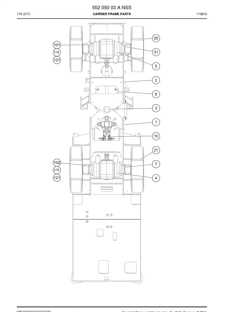55205003 552 050 03 Carrier frame parts - Sandvik Technical Drawing
