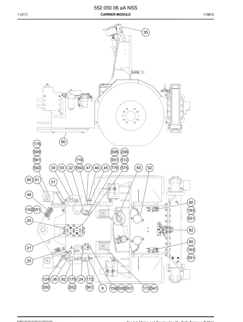 55205006a 552 050 06a Carrier module - Sandvik Technical Drawing