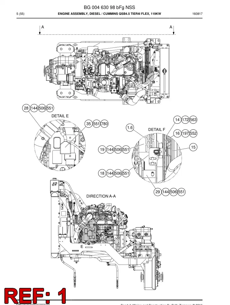 55205056b 552 050 56b Belt - Sandvik Technical Drawing