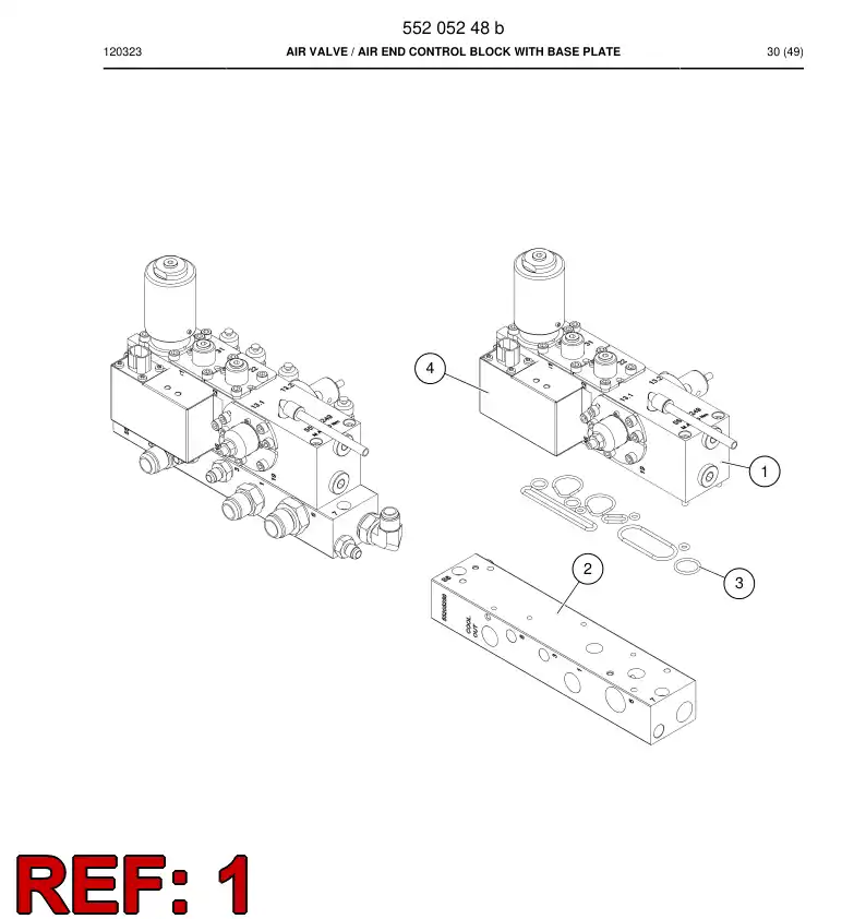 55205249 552 052 49 Valve, Air - Sandvik Technical Drawing