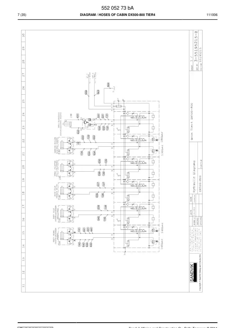 55205273b 552 052 73b Hose Set - Sandvik Technical Drawing