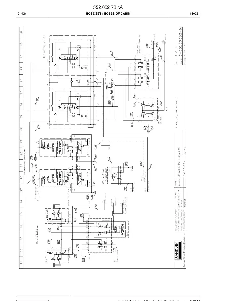 55205273c 552 052 73c Hose Set - Sandvik Technical Drawing
